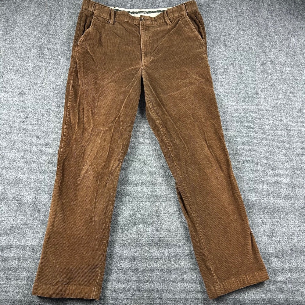 L.L. Bean Corduroy Pants Mens 38x34 Brown Comfort Waist Organic Cotton Stretch